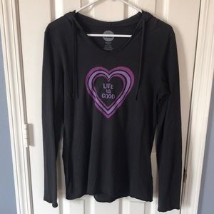 Life is Good long sleeve tee with hood